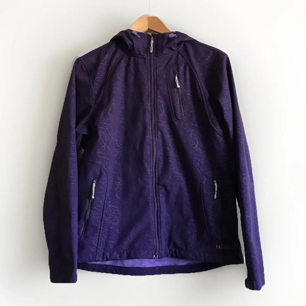 Double Diamond Purple Hooded Soft Shell Jacket Coat Abstract Print Large - Picture 1 of 7